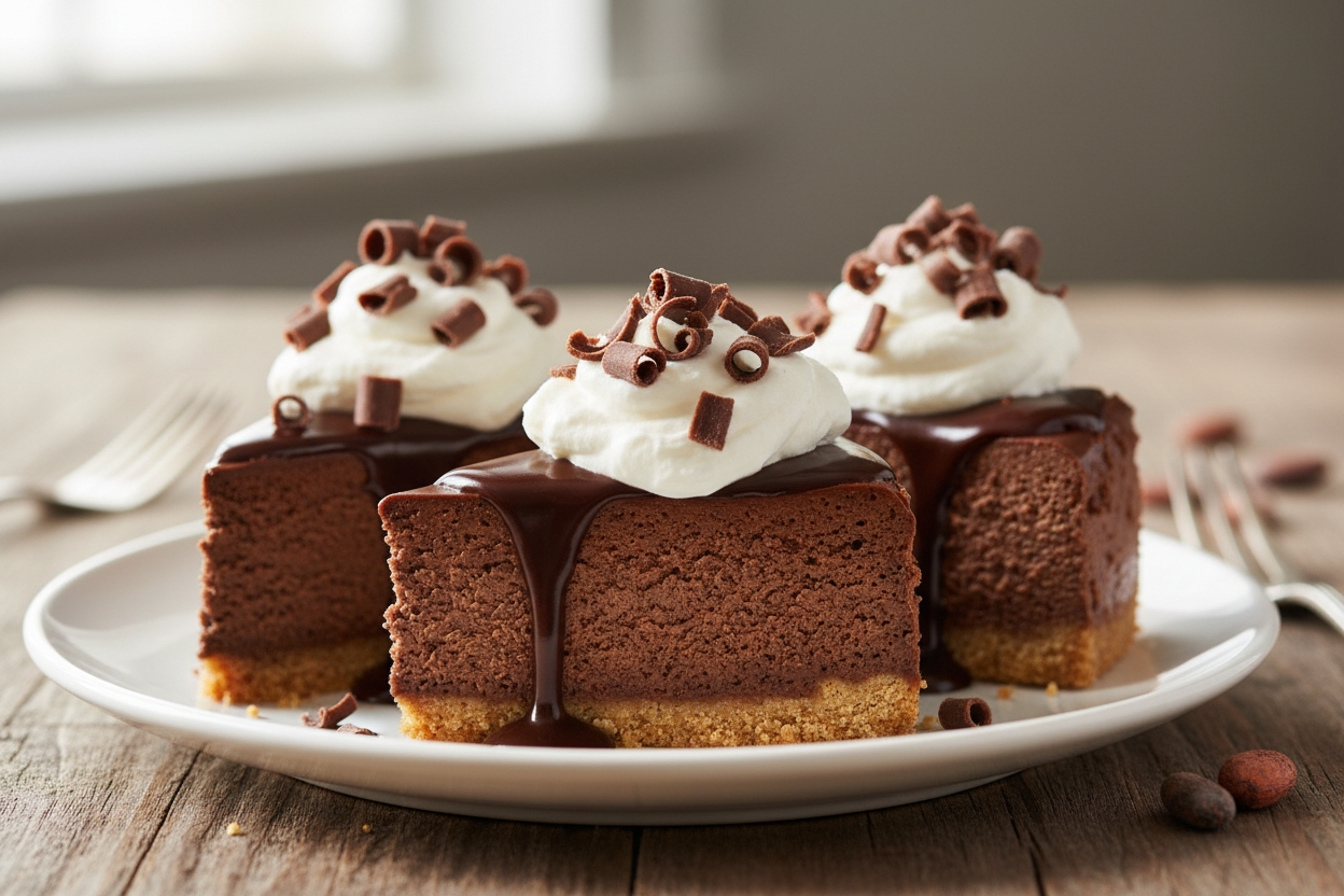 chocolate cheese cake slices