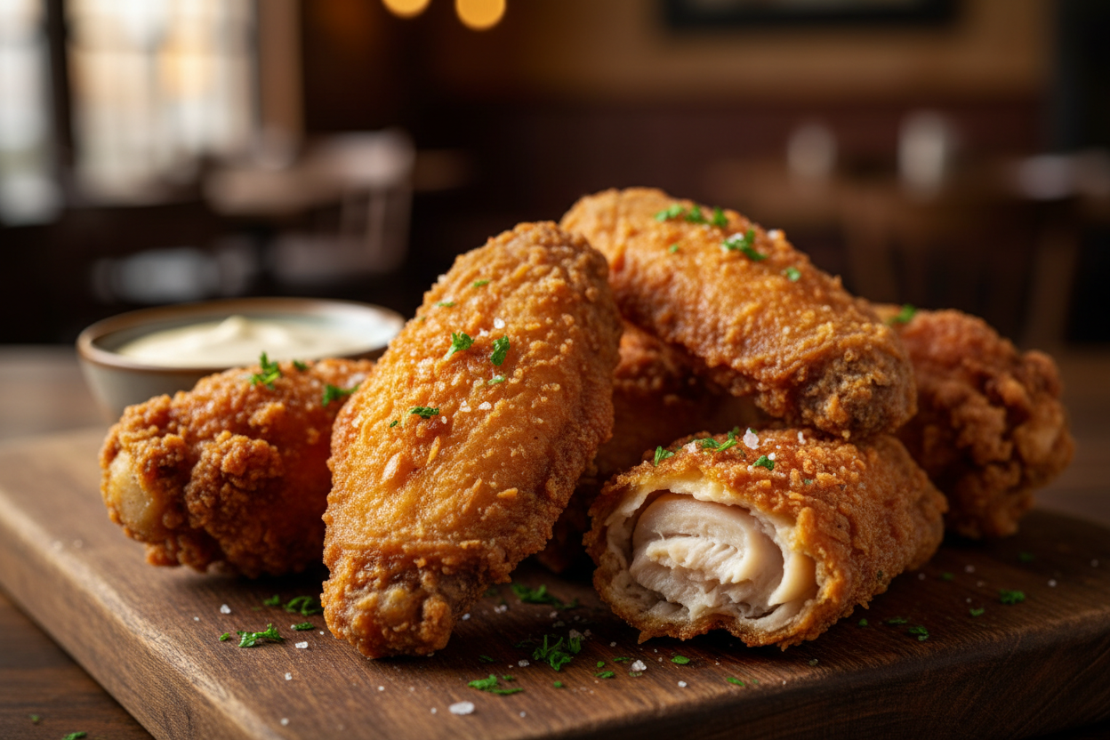 deep fried hand breaded wings