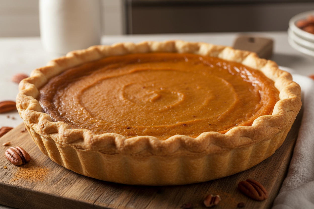 generate a picture of a sweet potato pie without the top crust