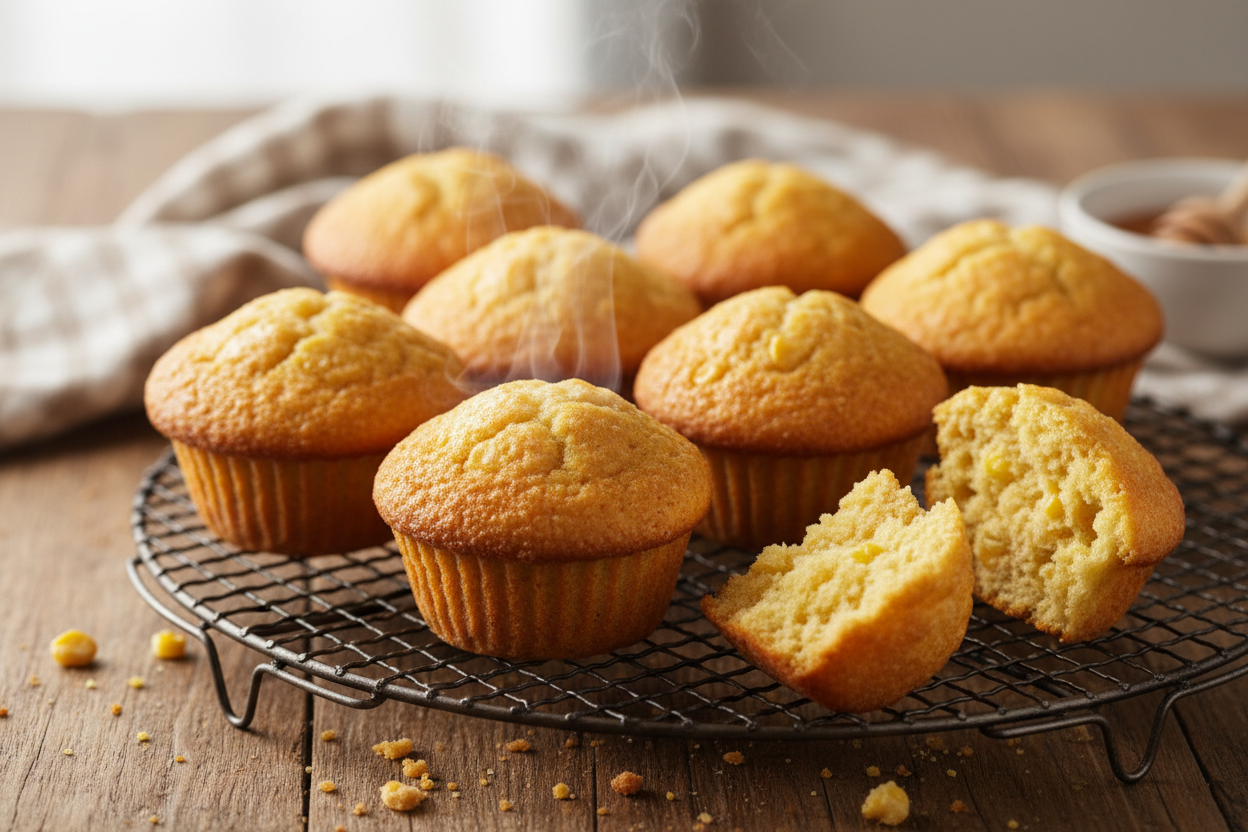 golden brown cornbread muffins