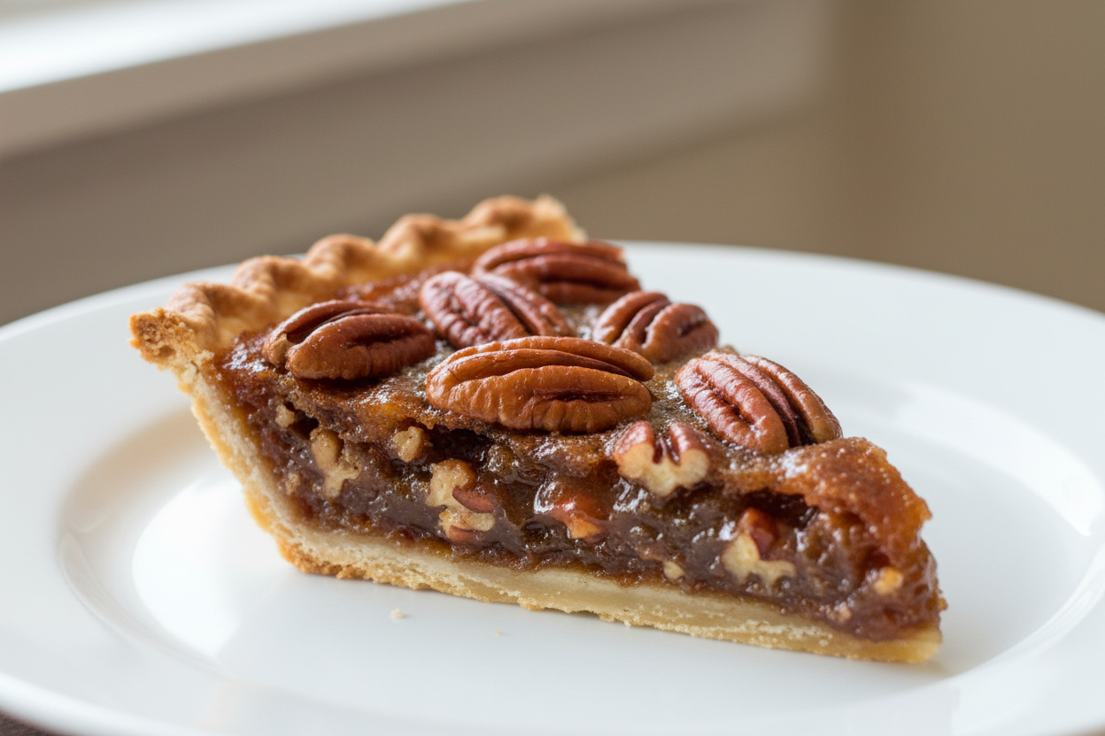 single slice Pecan pie