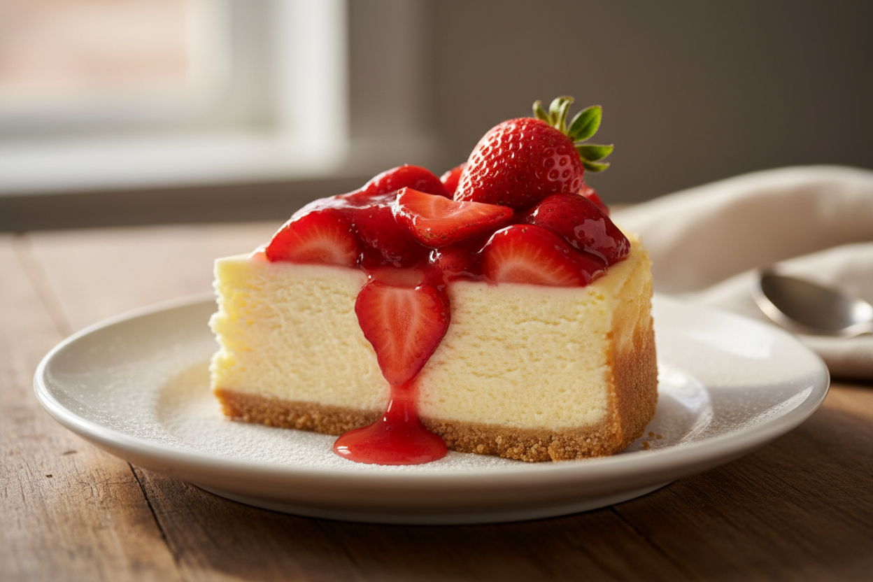 slice of strawberry cheese cake