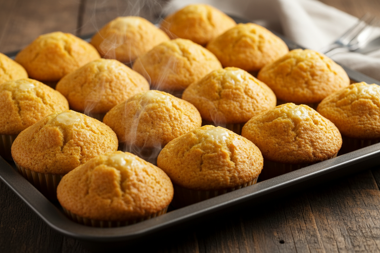 tray of cornbread muffins